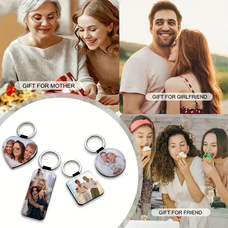 1 Custom Photo Keychain - Personalised PU leather round keyring with sublimation printing, unique personalised gift 2