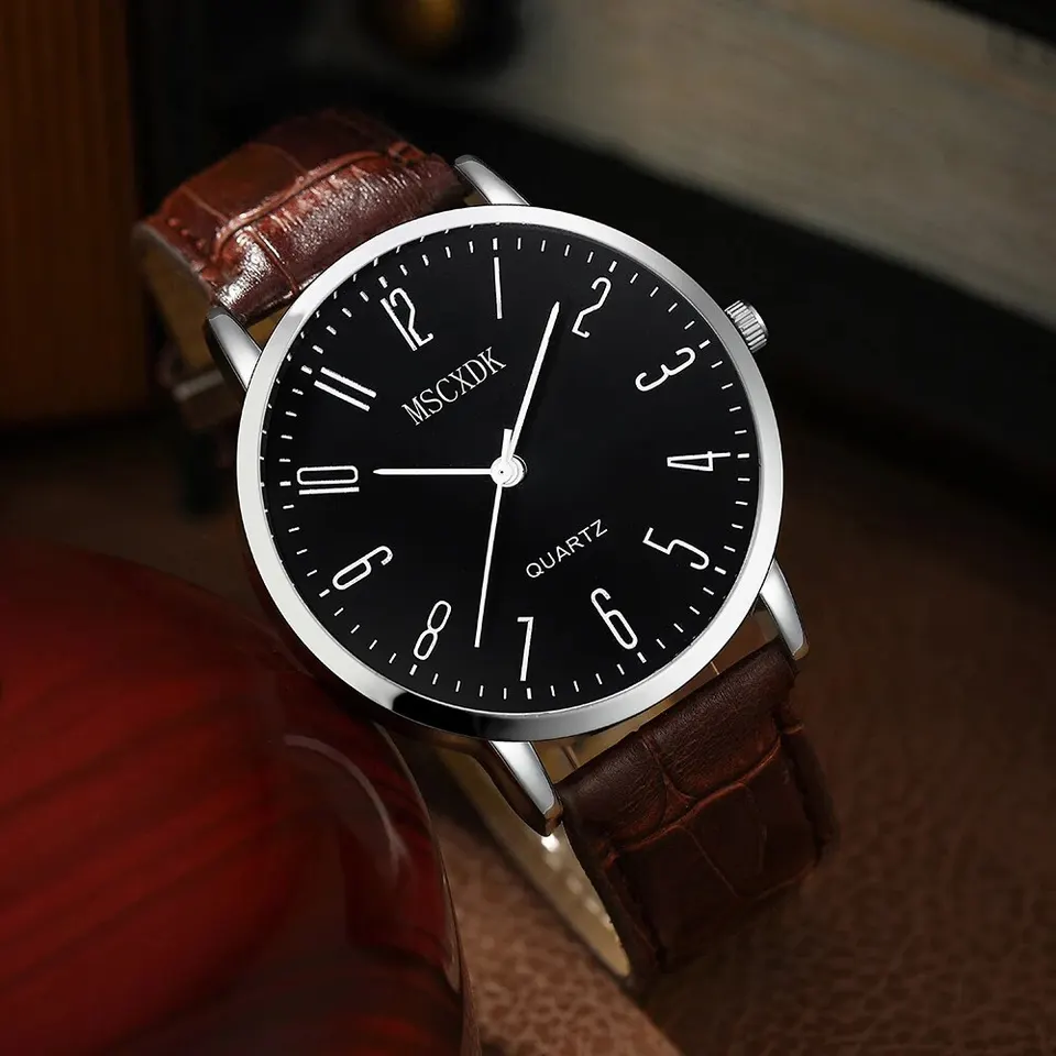 NUOVO Orologio da uomo con cinturino in PU nero, quadrante bianco abbinato a numeri colorati, orologio da uomo classico e minimalista, Blu, Moderno