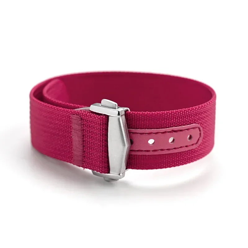 Versatile Ribbed Nylon Waterproof Watch Strap with Folding Buckle - Sporty & Stylish