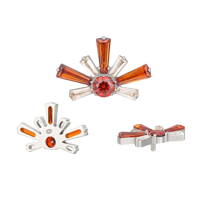 Фото Титановые серьги-гвоздики для Пирсинга Ушей ASTM F136 Half Supernova с фианитом, серьги-гвоздики для губ особой формы, ювелирные изделия для пирсинга губ №2