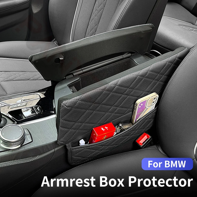Car Central Armrest Pad Storage Bag For BMW G30 G38 F10 F11 F15 F16 G05 G06 X5X6X7 G32 6GT LHD Auto Center Armrest Mat Accessory
