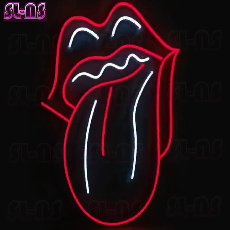Mouth With Tongue Home Decoration Rock N Roll neon light Music studio decoration neon led sign for living room bedroom decoratio