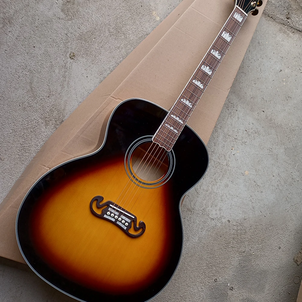 6 Corde Tabacco Sunburst Top Solid 43 "Chitarra Acustica Chitarra Elettrica Con Tastiera In Palissandro