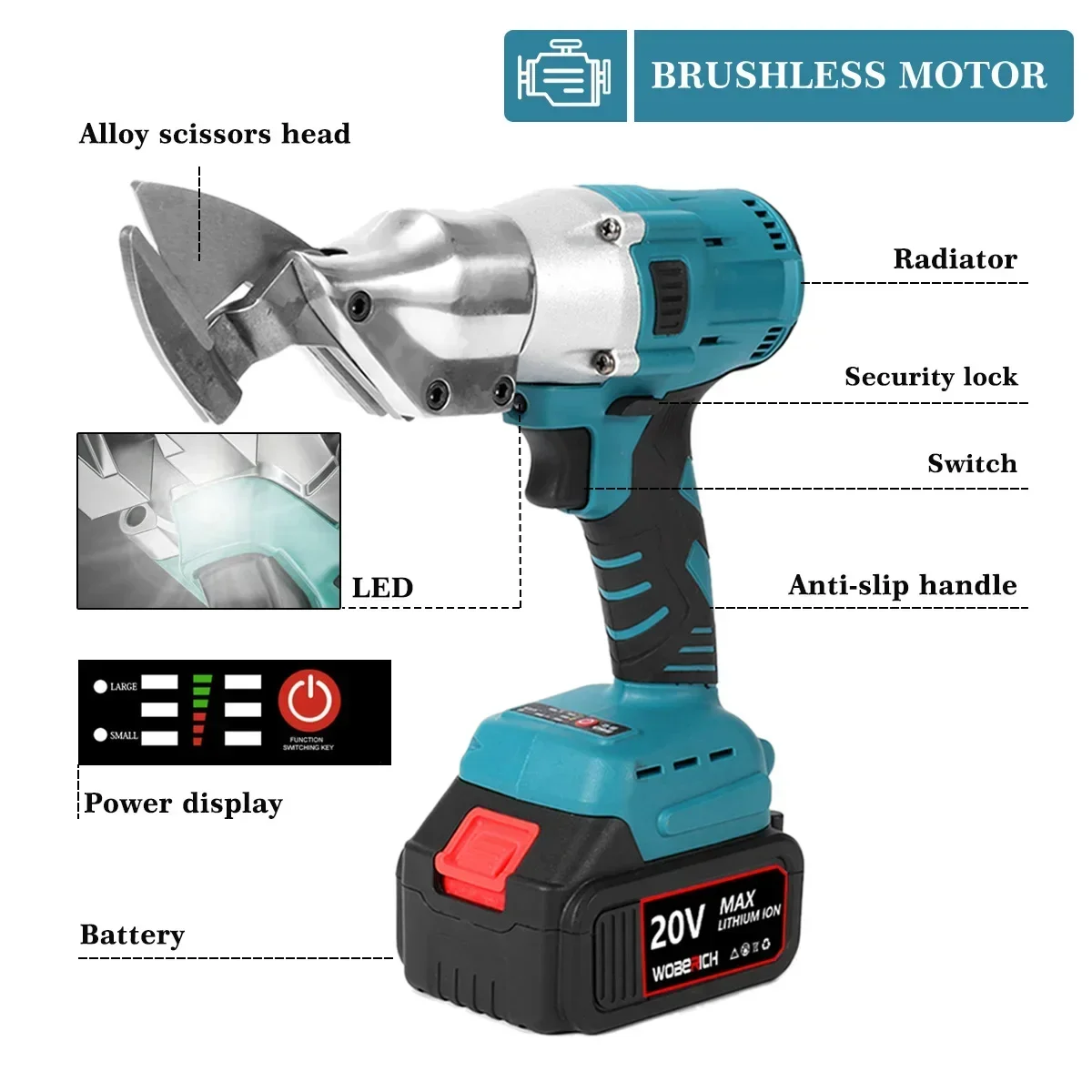 Brushless Electric Cordless Iron Scissors Metal Cutting Tools Iron Shear Sheet Shears Carbon Steel Cutter For Makita 18V Battery 3