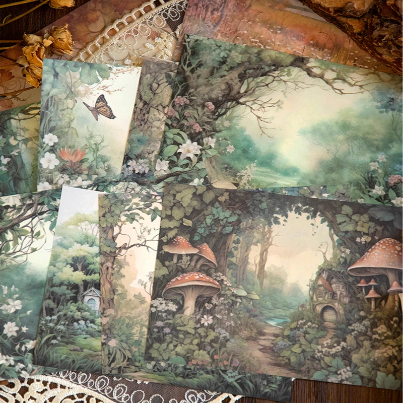 32pcs/pack Fairy Forest Materials Paper Creative DIY Journal Collage Stationery Scrapbooking Supplies Planner Decor Paper