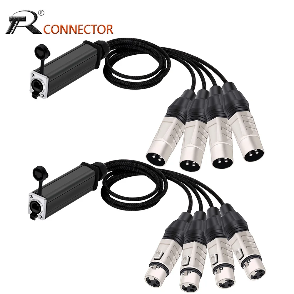 Conector Macho e Fêmea de Rede de Áudio Signal Extender Cabo Divisor para Estúdio de Gravação Rj45 Cat5 a Canais Xlr 3pin
