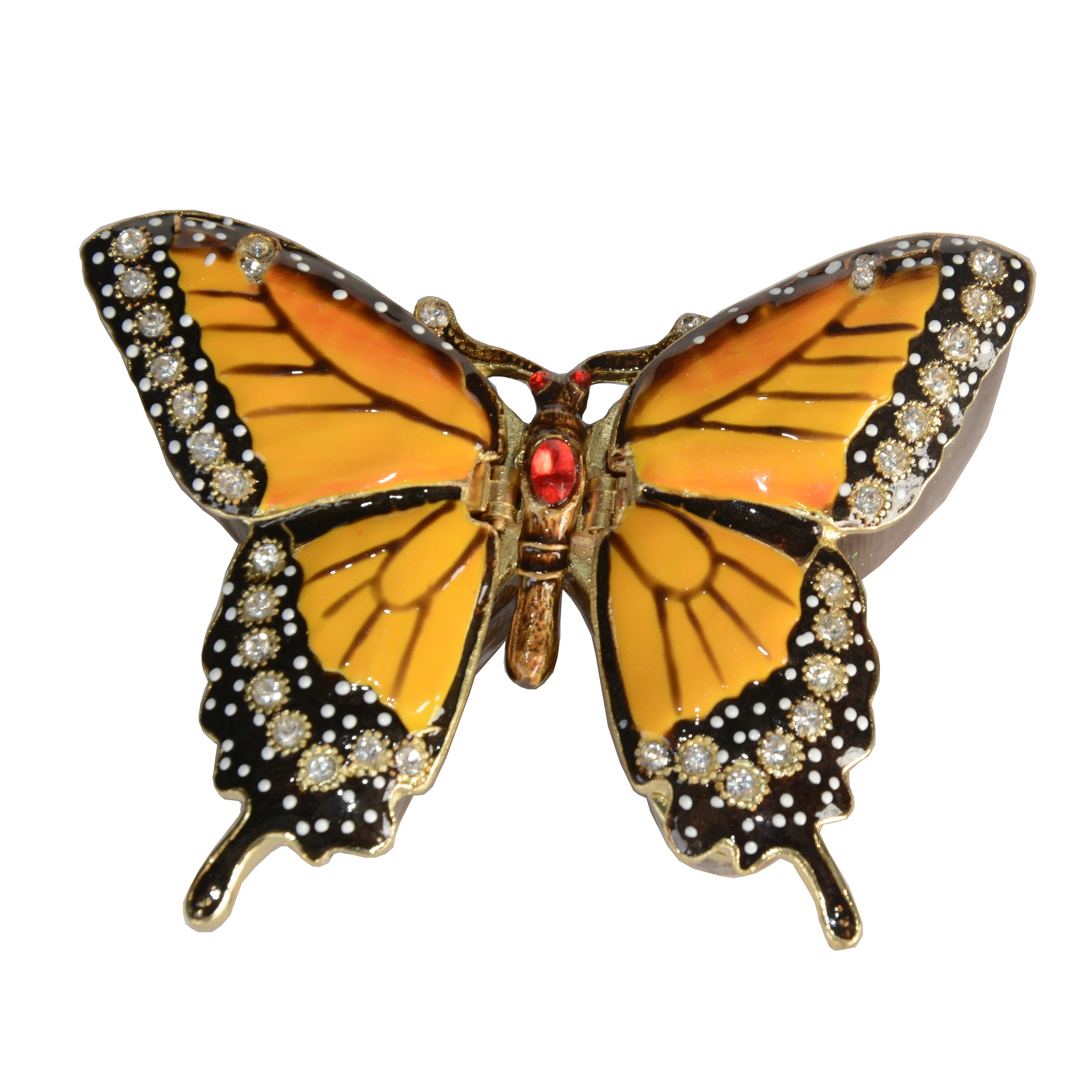 Butterfly Trinket Box, Hinged Enamel, Made with Crystals, Birthday Gifts