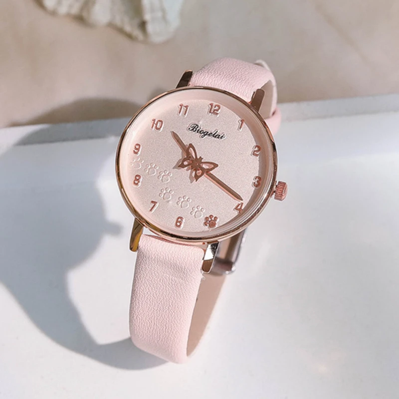 

Sdotter Butterfly Elegant Women Watch Leather Simple Ladies Watches Bracelet Set Casual Quartz Female Wristwatch Designed montre