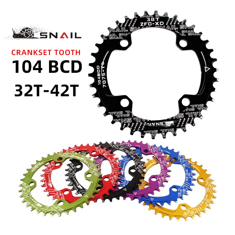 MTB Chainring Round Narrow Wide Ultralight Mountain Bike 32T 34T 36T 38T 40T 42T Crankset Tooth 104BCD Chainwheel