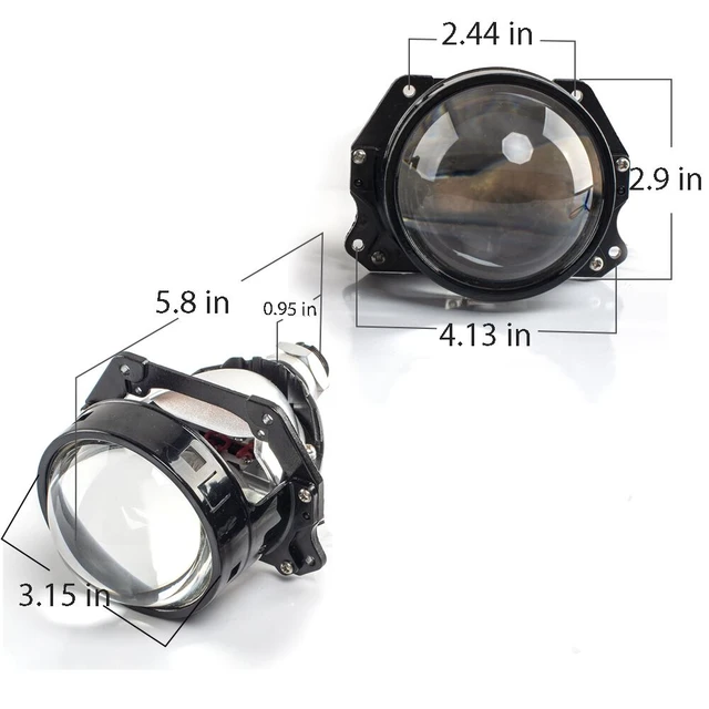 2.5'' Bi LED Projector Lens Square Black Headlight Retrofit LHD&RHD  Universal