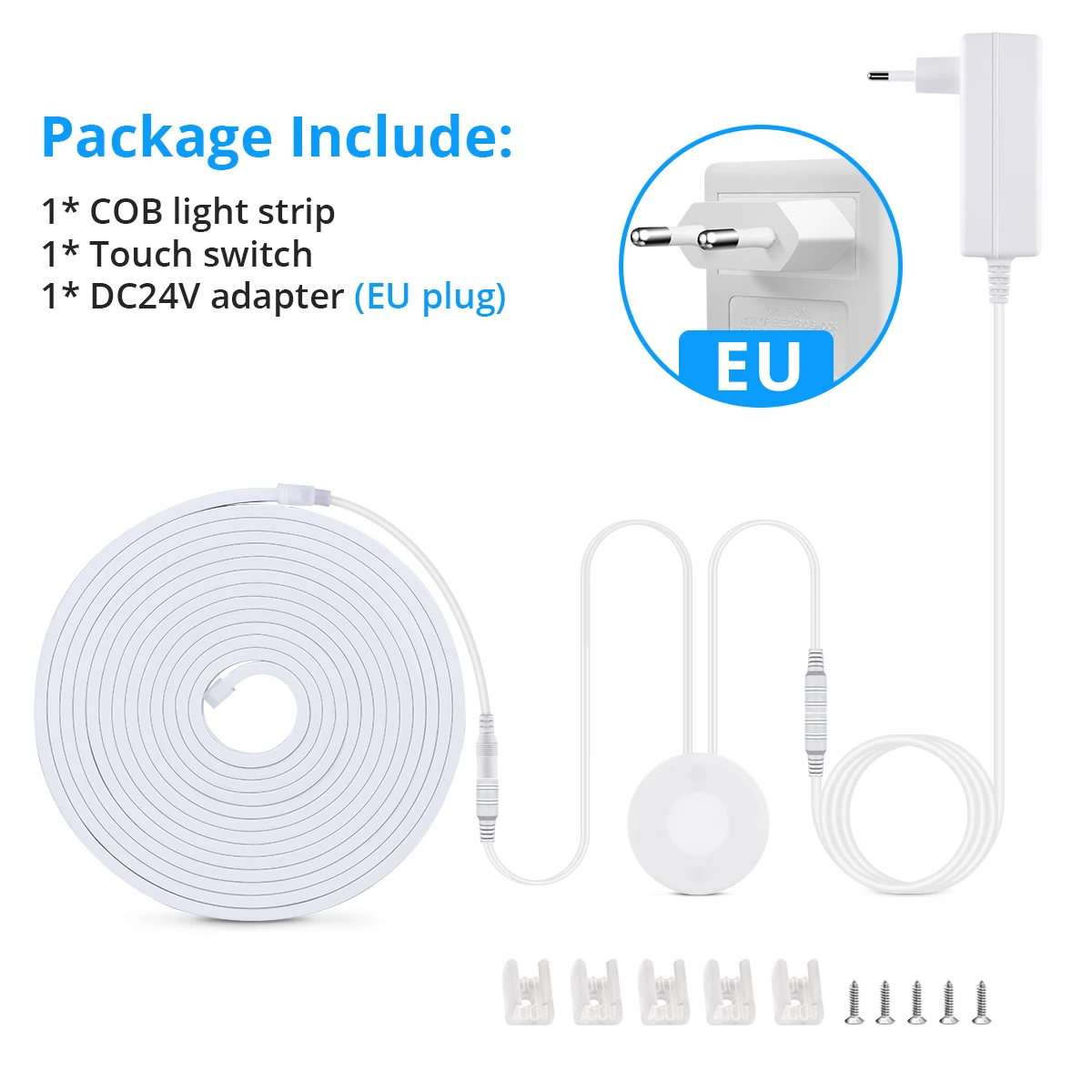 Motion Sensor Hand Scan Dimming LED Neon Light Strip - Waterproof 24V COB Tape for Room and Cabinet Decor