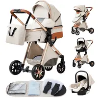 Poussette 3 en 1 pour nouveau-né, haute position avec moustiquaire, pliable, antichoc, quatre roues 6