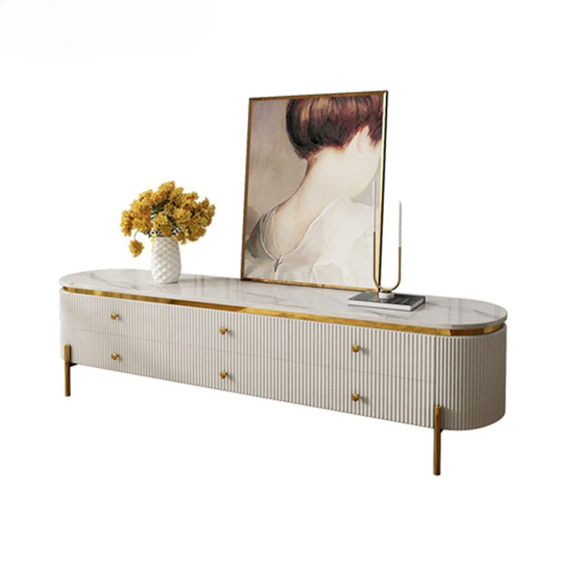 

Light luxury marble TV cabinet coffee table combination post-modern minimalist high-end atmosphere 2.2/2 meter floor cabinet fur