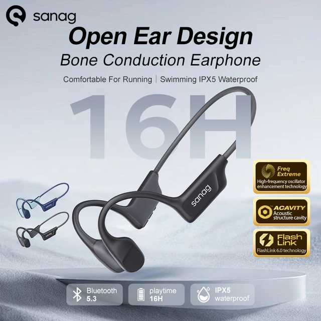 Sanag B22s Bone Conduction Earphone 16Hours Playtime IPX5 Waterproof Bluetooth5.3 Dynamic Spatial Sound Field Headphones 1