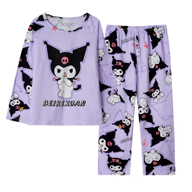 Sanrio Autumn Children&rsquo;s Milk Silk Pajama Set Kawaii Sanrioed Anime Cinnamoroll Kuromi Pajama Children&rsquo;s Home Clothing children pajama set