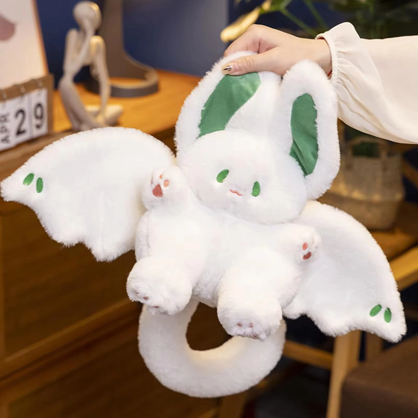 Kawaii White Bat Rabbit Plush Toys Creative Magical Spirit Bat Bunny Soft Stuffed Animal Doll Plushie Pillow Toy Kids Women plush toys