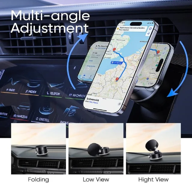 Car Foldable Magnetic Phone Holder Retractable Reusable Suction Support MultiSurface Support for Mirror/Vehicle Car Mount Stand 6