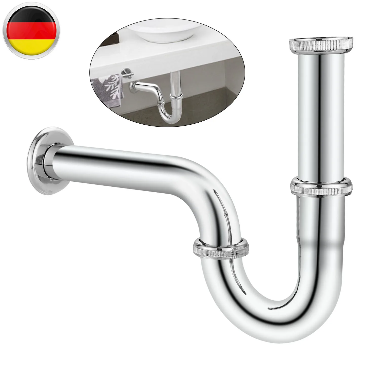 Bathroom Drain-pipe Siphon Sink Drain Pipe Faucet Sink Stainless Steel Household Vanity Trap Filter Stopper