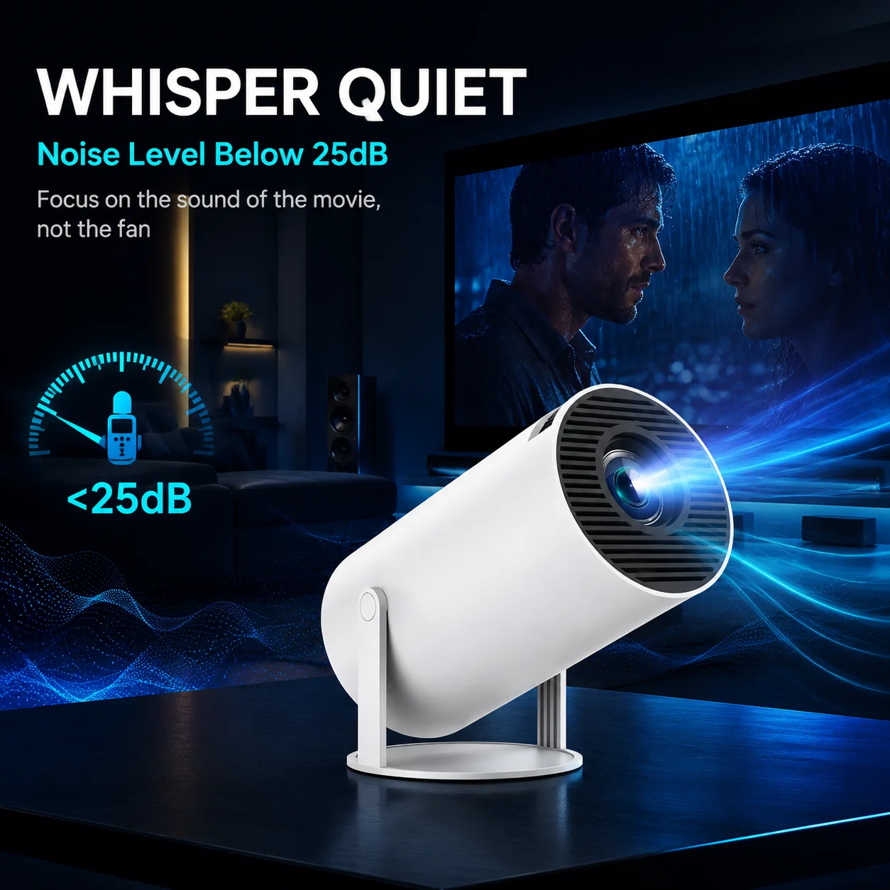 HY300 프로젝터 안드로이드 11 네이티브 720P 4K 지원, 290 ANSI WiFi6 BT5.0 휴대용 야외 홈시네마 게임