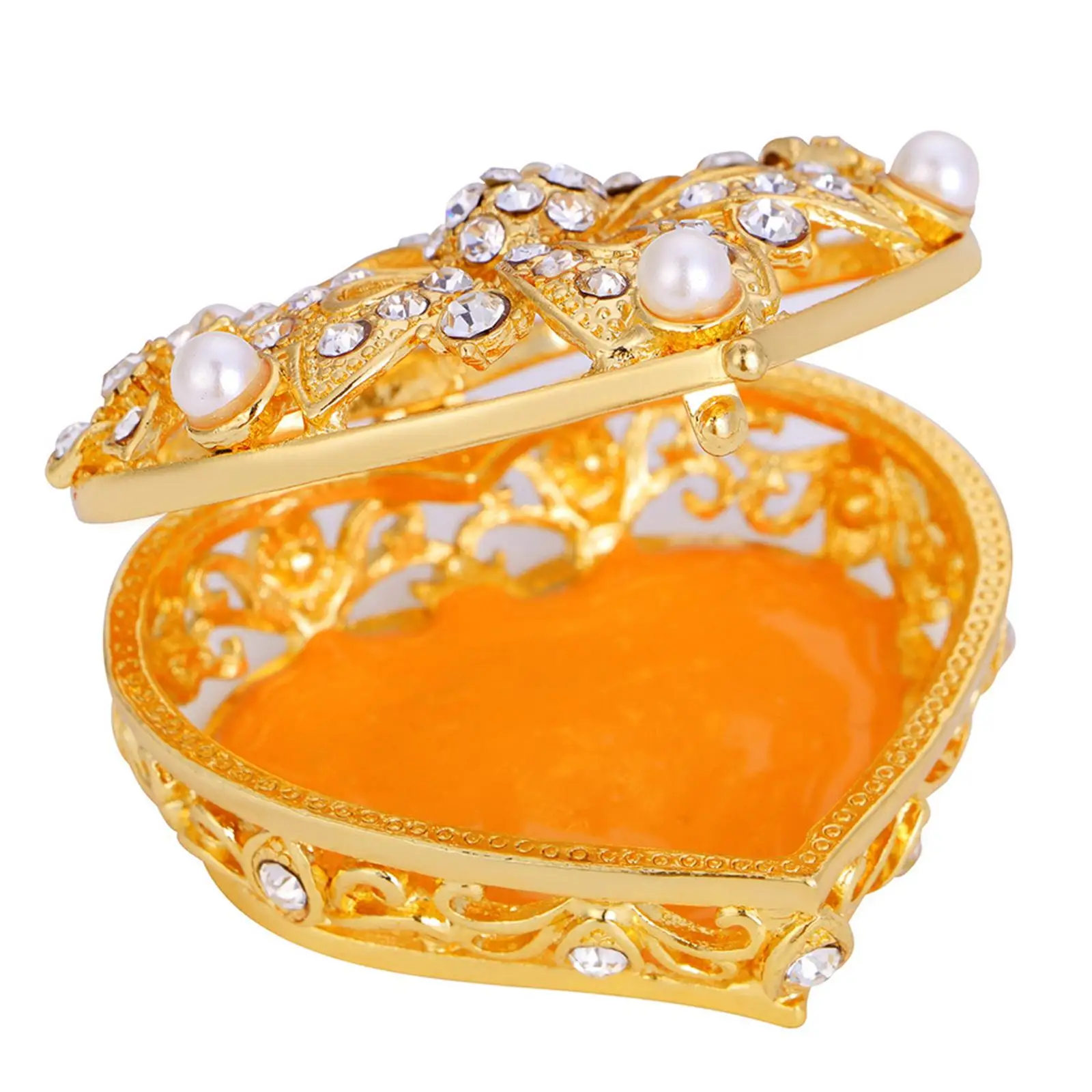 Rhinestone Jewelry Box Wedding Decorative Treasure Case Mini Heart Jewelry Case Trinket Storage Box for Earrings Stud Pendant