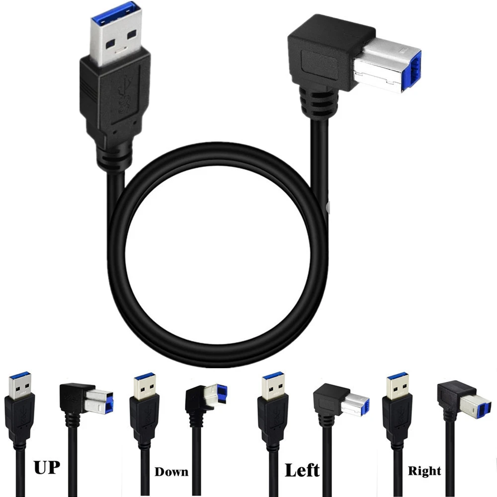 

90 degree Super speed USB 3.0 USB-A Male to USB-B Type B Replacement Data Printer Dock External Hard Drive Scanner 5Gbps Cable