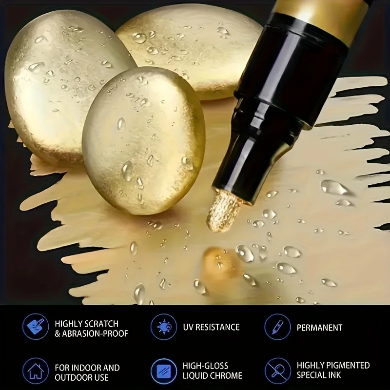 3/2/1 pennarelli effetto specchio cromato, ad asciugatura rapida e impermeabili, adatti per carte, poster, tazze, ceramiche e oggetti in vetro - immagine 3