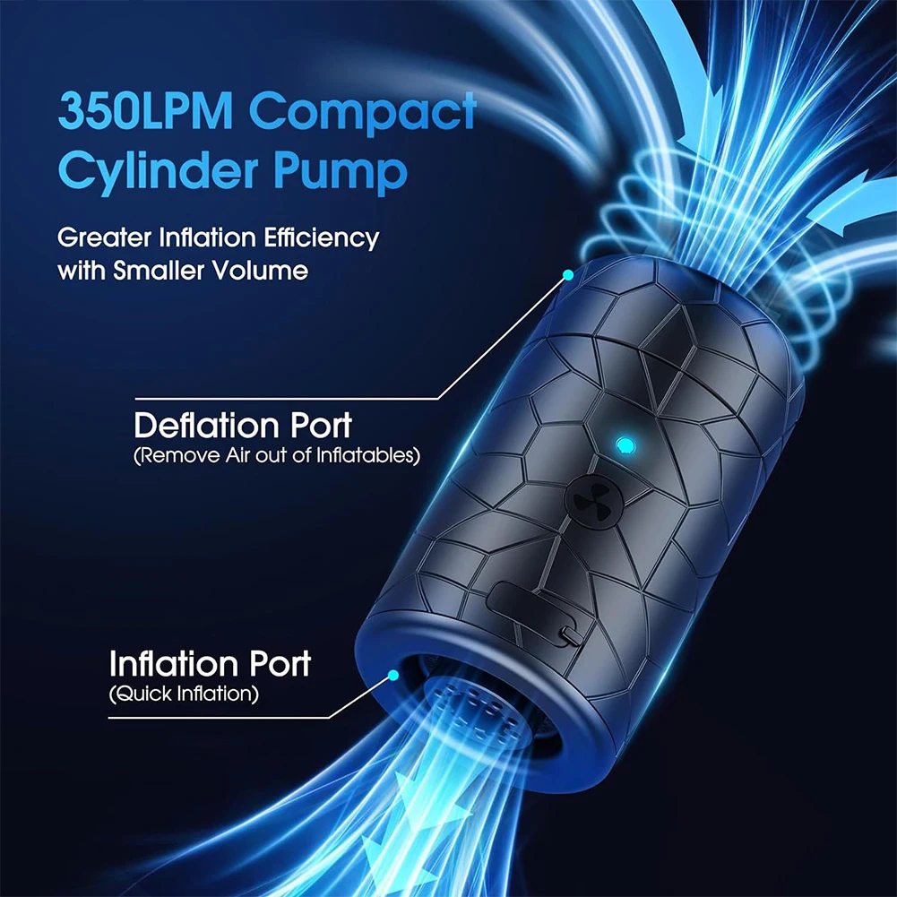 2 In 1 35W Air Pump With Lights Rechargeable Air Pump For Inflatables For Pool Floats Bed Mattress Swimming Ring Vacuum Bag