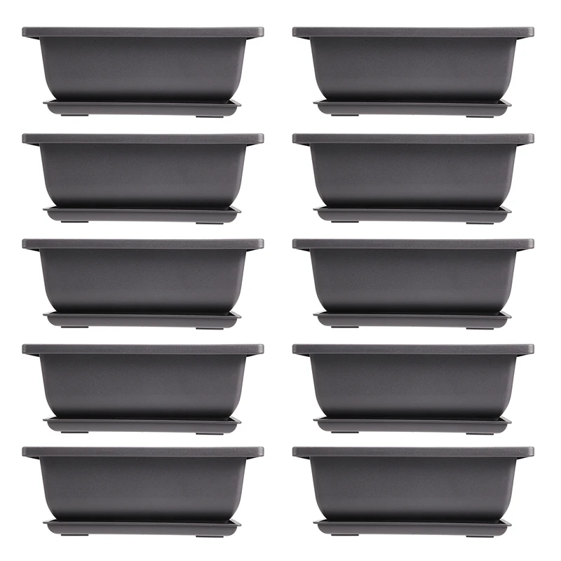 

10 Packs Bonsai Training Pots With Tray Plastic Bonsai Plants Growing Pot For Garden Yard Living Room Balcony 16.5X12cm