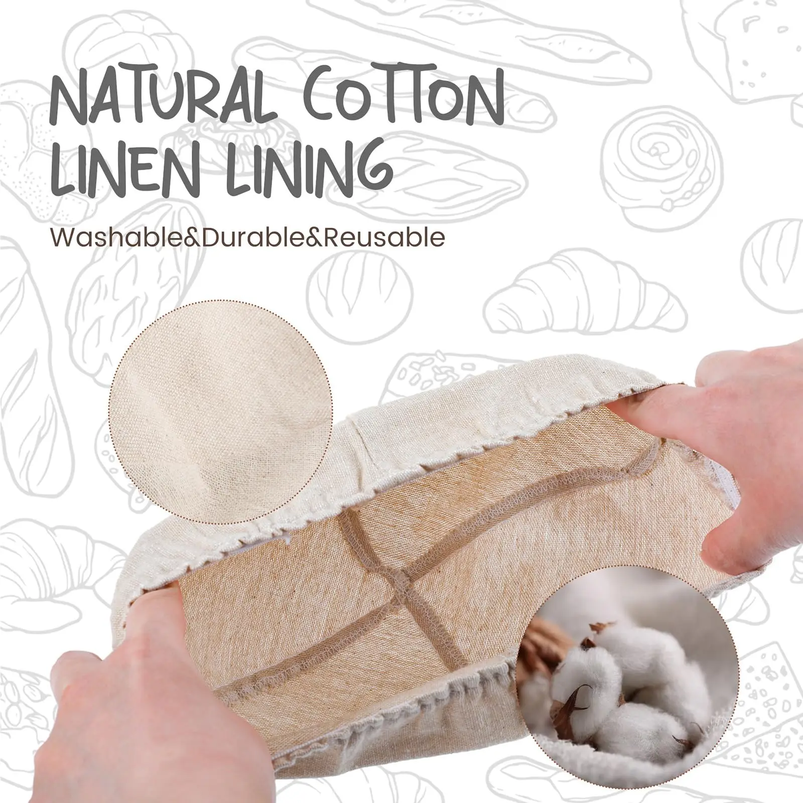 Description Picture 5 of itemHandmade Rattan Bread Proofing Basket 9inch Natural Oval Baking Wicker Dough Fermentation Sourdough Banneton Bread Basket