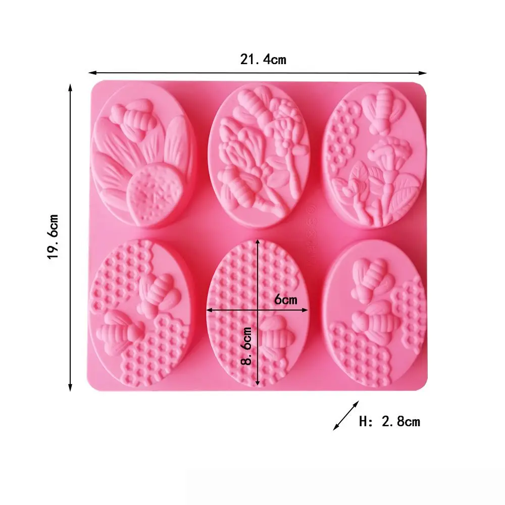 Silicone Soap Molds Epoxy Resin Molds 3D 6 Cavities Bee Oval Honeycomb Silicone Soap Mold DIY