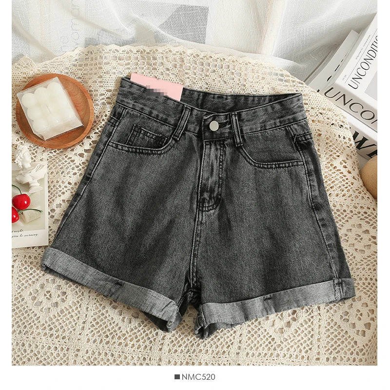 outfits for women Shnsophi High Waist Loose Denim Shorts for Women New Summer Casual All Match Solid Crimping Shorts Feminino Jeans yoga shorts