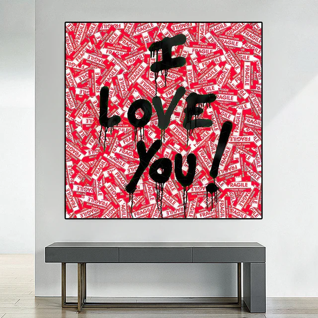 Contemporary Art - Mixed media on canvas - I love you dressed in