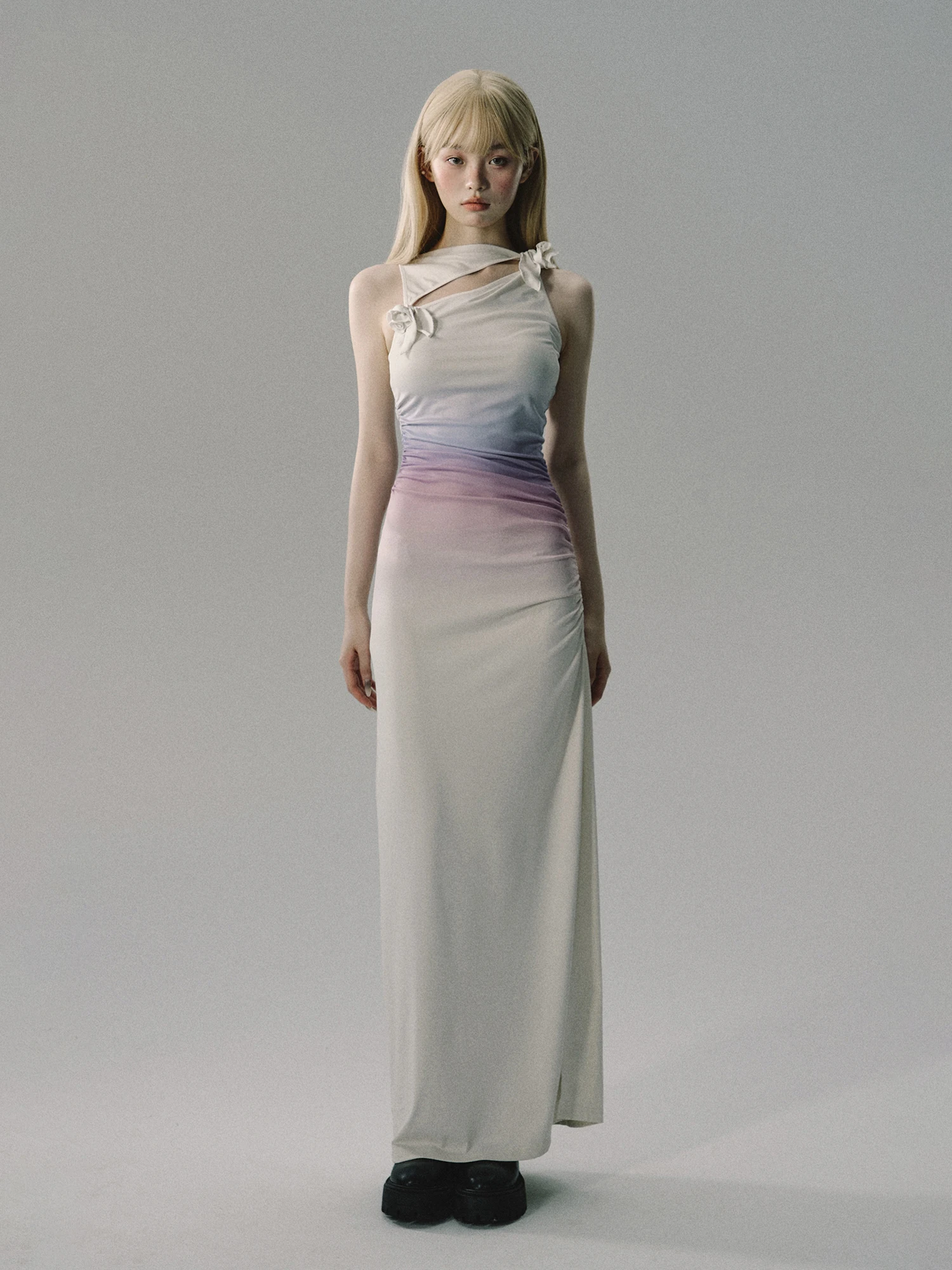 strapless open back dress PLEATED ONE SHOULDER MIDI DRESS – AKIRA