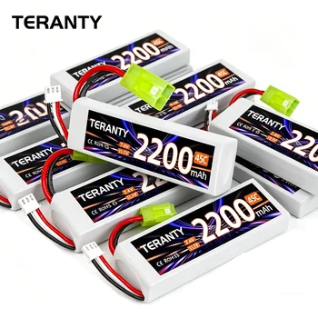 Batteria TERANTY per pistola ad acqua 2S 7.4V 2200MAH Lipo 45C per mini airsoft, batterie per pistole ad aria compressa con connettore Tamiya verde piccolo