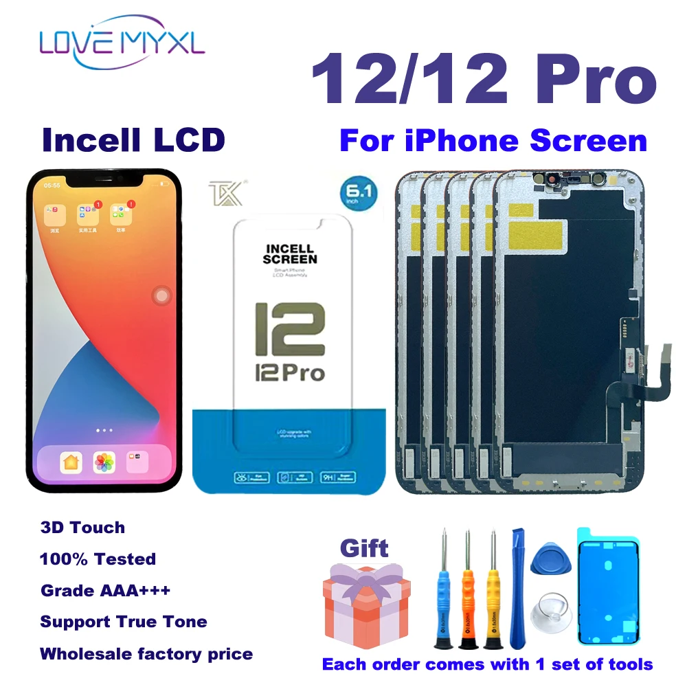 

For iPhone 12 Pro LCD Grade AAA+++ For iPhone 12 LCD Display Touch Screen Digitizer Assembly Replacement Parts Support True Tone