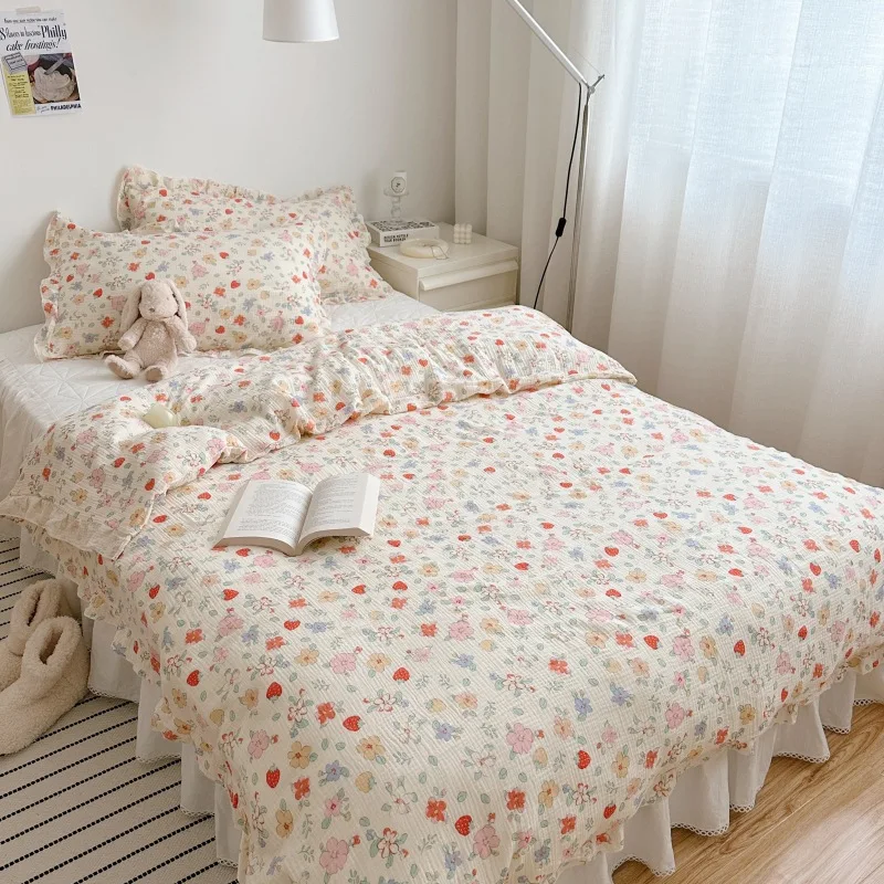 Baby Bed Cover Cotton Double Layer Soft Comfortable Breathable Children's Single Piece Cartoon Quilt Anti-dirt Protective Cover