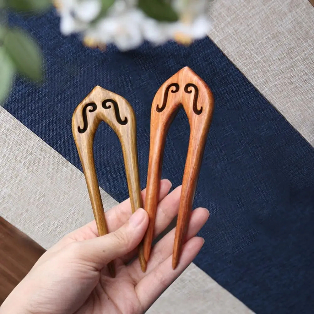 Description Picture 2 of itemGirl Hair Accessories Hair Comb Clip Black Sandalwood U Shape Hairpin Wooden Hairpin Hanfu Hair Sticks Chinese Style Headwear