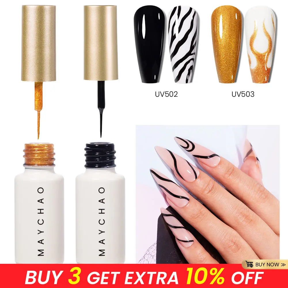 Maychao 5Ml Glitter Liner Gel Nail Art Polish 2in1 Ultrafijne