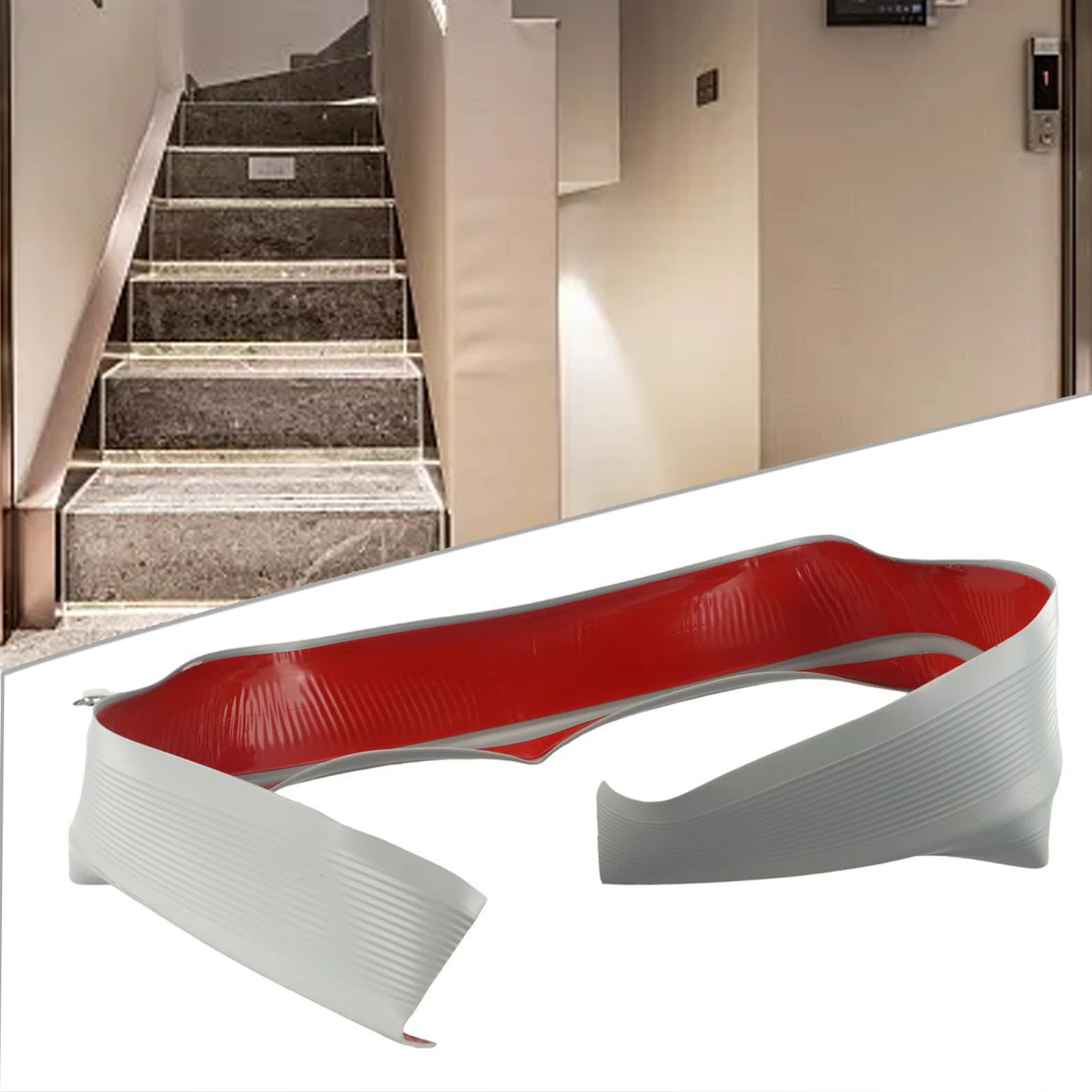 Striscia Antiscivolo Per Scale In PVC - Autoadesiva, 5 Metri, Colore Rosso, Larghezza 6 Cm