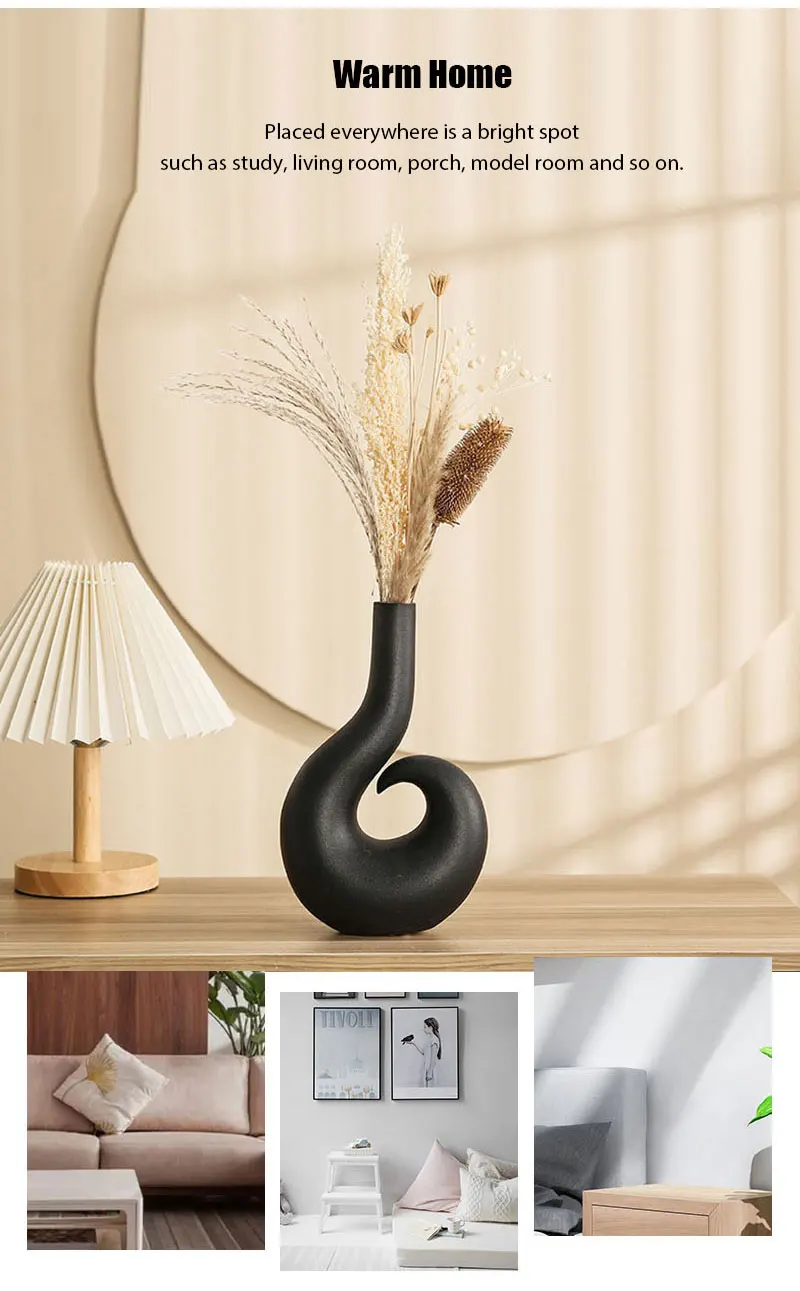 White Black Abstract Twisted Vases