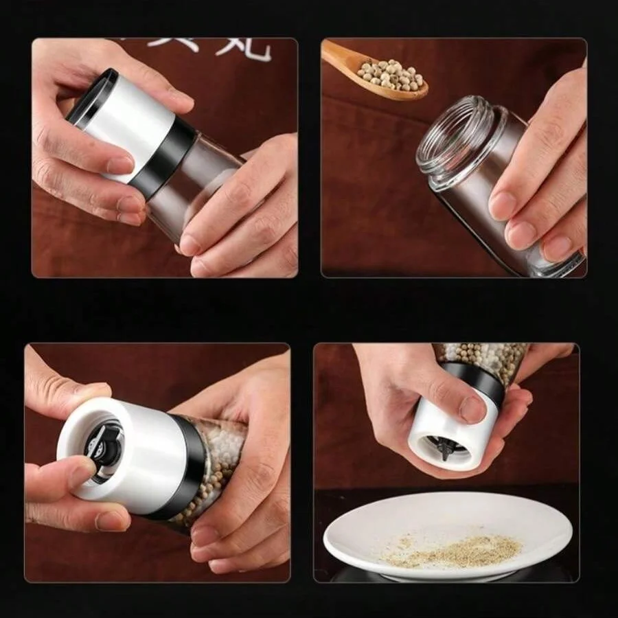 1pc Pepper Grinder Household Manual Pepper Powder Grinder Bottle Kitchen Black Grain Seasoning Bottle