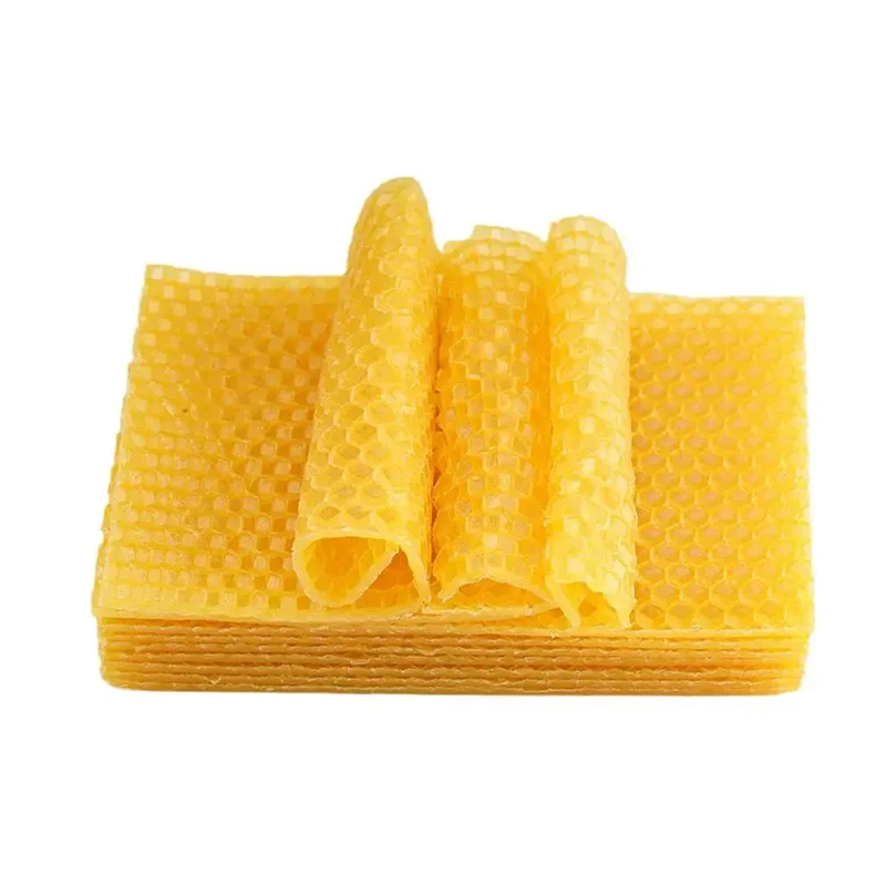 10Pcs Beeswax Sheets Candle Making Craft DIY Kits Honey Candles Maker Full Bees Wax Honeycomb Beekeeping Foundation Sheets beeswax candle making kits