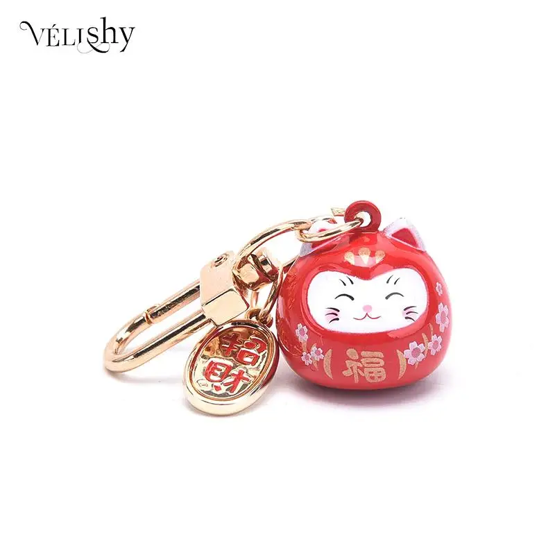 Japanese Cute Lucky Cat Bell KeyChains Car Keys Bag Key Chains Maneki