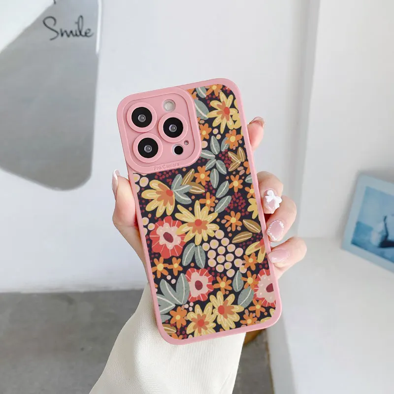 Blume Handyhülle für iPhone 11 13 12 14 Pro Max 14 Plus 7 8 Plus SE 2020 XR X XS Vollgrafik Floral Weiche Silikonhülle Fundas – Detail 5