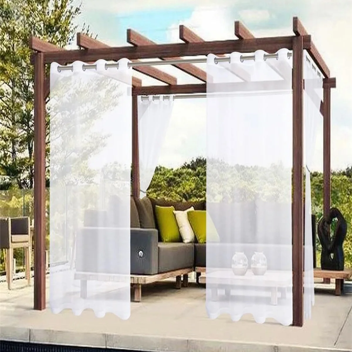 1pc Modern Outdoor Waterproof Sheer Curtain，romantic Window Screens Suitable for