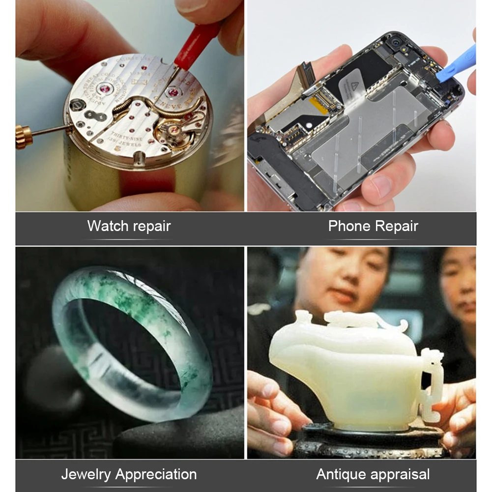 Jewelry Magnifier Jeweler Repair Magnifier Jewelry Magnifying Glass Magnifying Glass Soldering Magnifier Soldering Repair Magnifier Reading Magnifier Magnifying Glass Lamp 8X/15X/23X Telescopic Jeweler Magnifier Loupes With LED Light Len Magnifying Glass for Precision Work Eyewear Reading Watchmaker