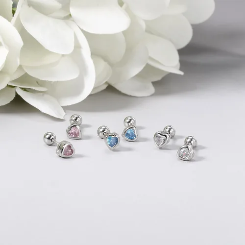 귀 연골 피어싱 로브 여성을위한 다채로운 하트 스터드 귀걸이 바디 액세서리 Tragus Rook Helix Flat Ear Jewelry KAE312 2