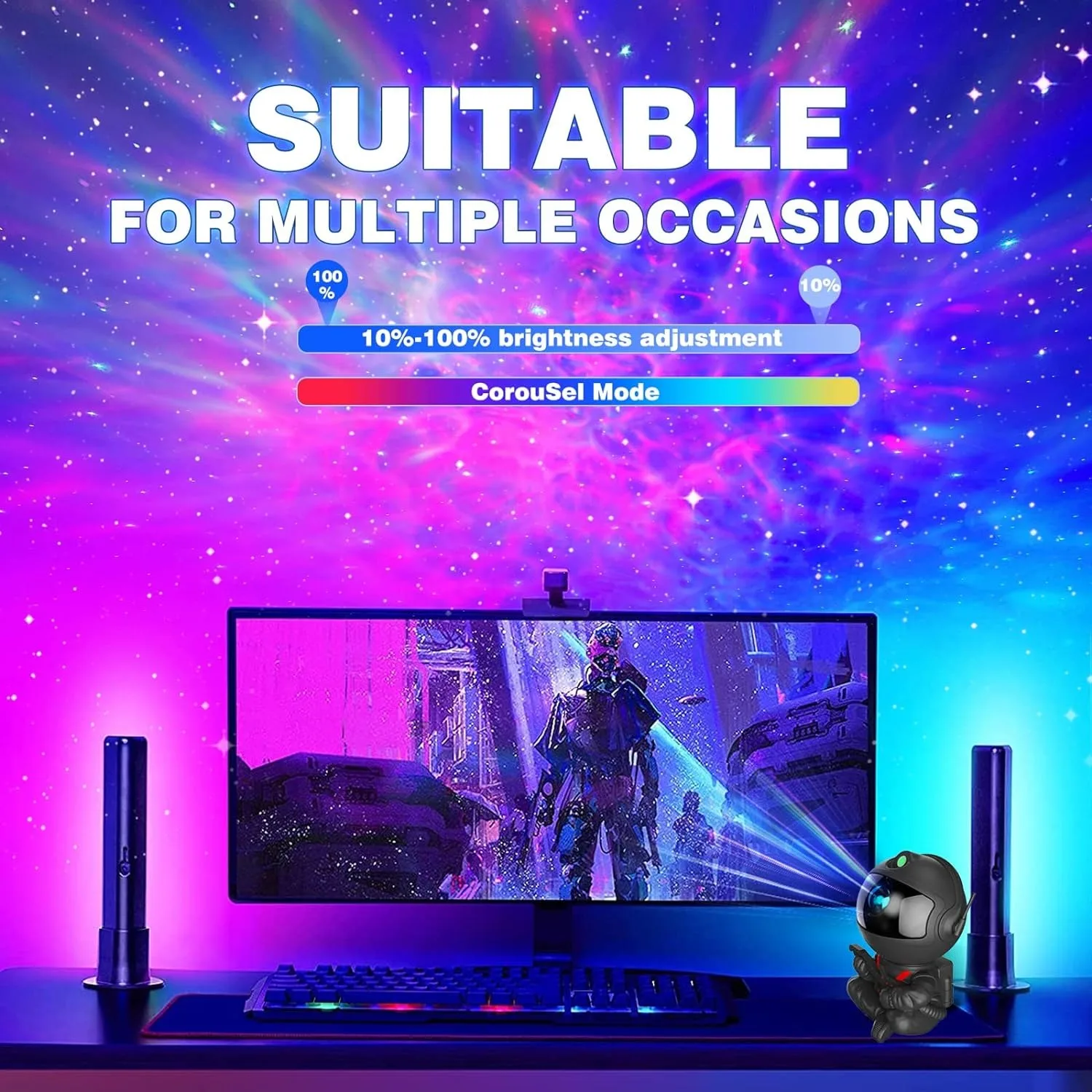 Astronaut Galaxy Projector Night Light for Kids Nebula Ceiling LED Lamp Room Decor with Timer and Remote Gifts for Christmas