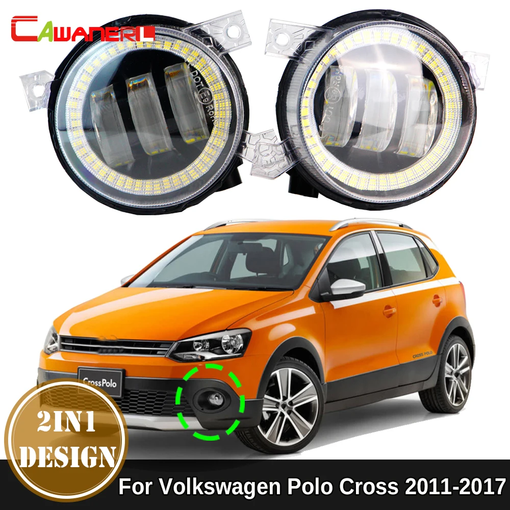 2 Pz Auto Anteriore Led Fendinebbia Angel Eye Drl Daytime Running Lamp Per Volkswagen Vw Polo Cross 2011 2012 2013 2014 2015 2016 2017
