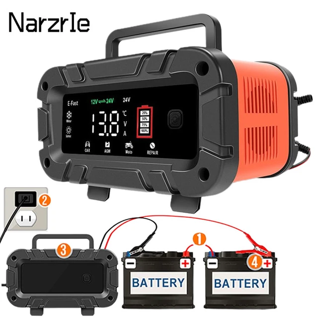 10a/5a/6a voll automatisches Autobatterie ladegerät 12V/24V  Hochleistungs-7-Segment-Ladeimpulsreparatur für Auto-Motorrad